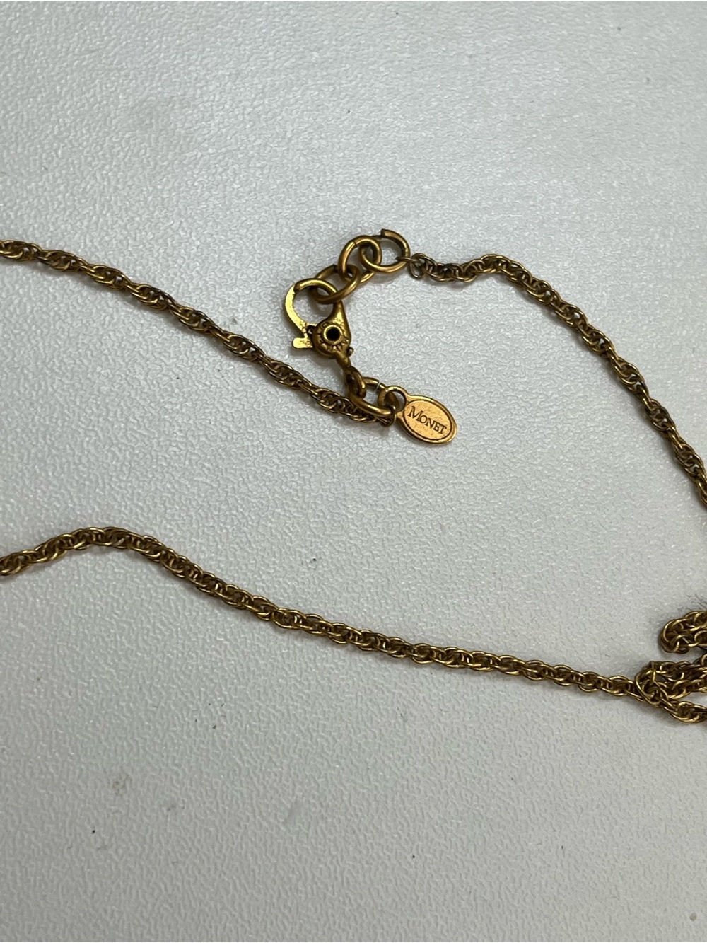 Monet Vintage Gold Tone Purple Rhinestone Elegant Necklace Dainty 18” - Picture 6 of 9